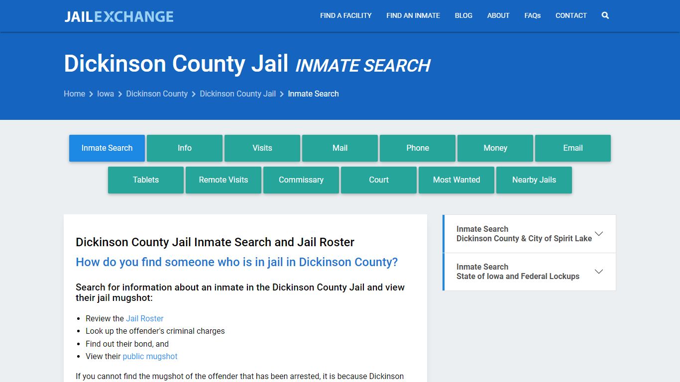 Dickinson County Jail Inmate Search - Jail Exchange